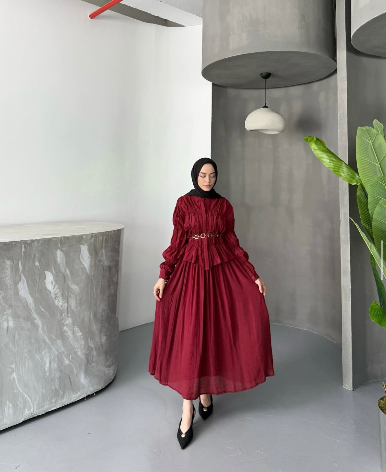 Peri Etekli Takım- Bordo