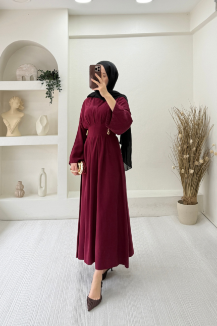 Modal Elbise-Bordo