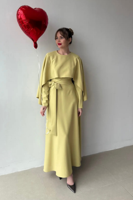 Pelerin Elbise-Yeşil